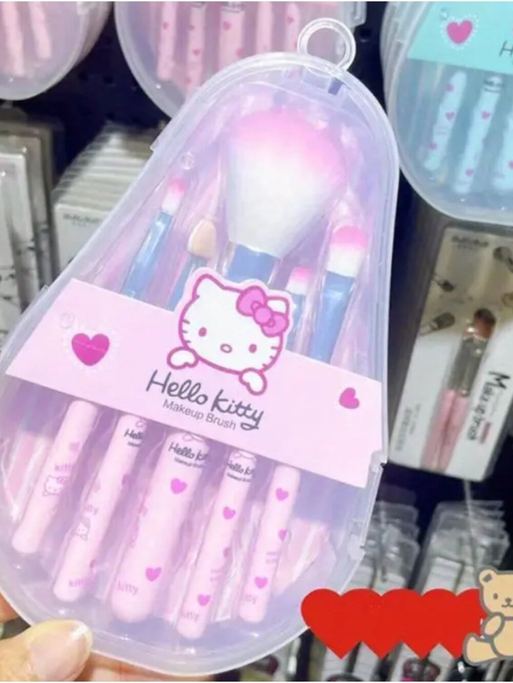 Hello Kitty 5-Piece Mini Makeup Brush Set – Pink Cosmetic Brushes for Travel